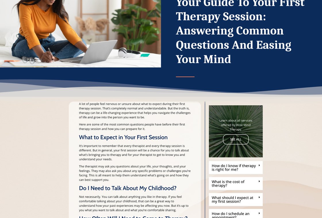 Wise Mind Therapist inner page with accessible navigation and crisis resources
